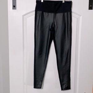 Athleta leggings with faux leather front size M